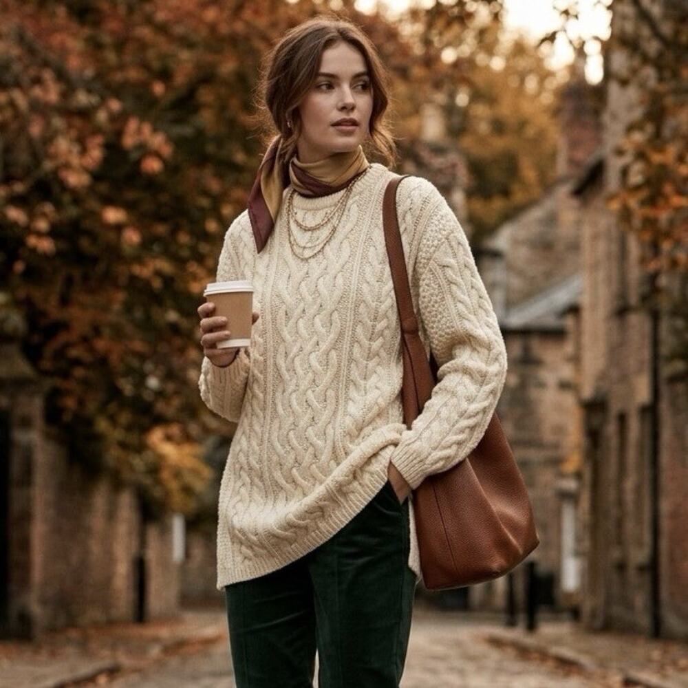 Aran Crafts Ireland Sweater Cable Knit Merino Wool Cashmere Sz Small Fisherman